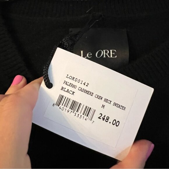NWT Le Ore Palermo cashmere crew neck sweater black bandier Medium - Picture 5 of 5